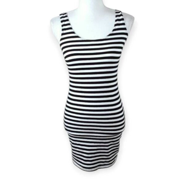 H&M BLACK & WHITE STRIPE TANK DRESS SZ.S EUC - Picture 1 of 4